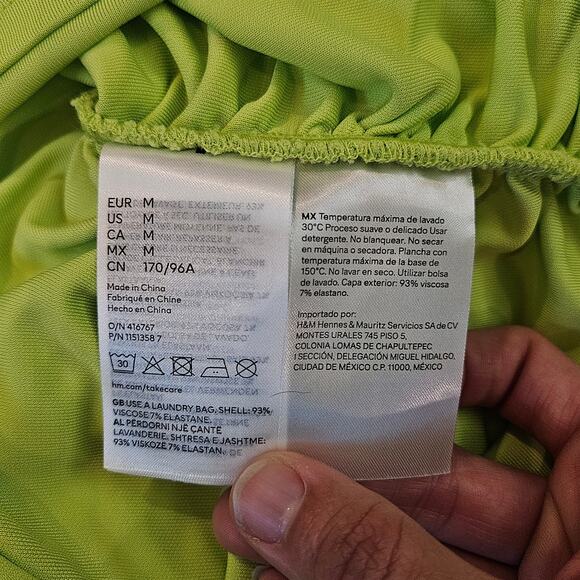 Mugler H&M One Shoulder Ruched Mini Dress Women’s M Neon Green NEW Runway Collab - Picture 11 of 16